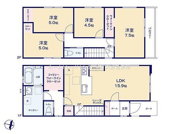 (１号棟)、価格4499万円、4LDK、土地面積107.9m2、建物面積99.47m2


