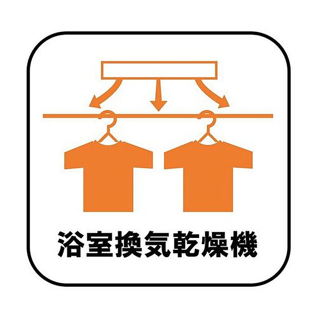 【浴室換気乾燥機】雨の日や冬場のお洗濯に嬉しい装備。洗濯物を乾かすだけでなく、入浴後に換気機能で湿気を排出できるためカビの防止にもなります。