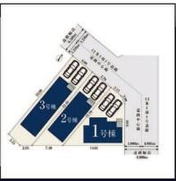 【全体区画図】１号棟　ご成約済み
２号棟　３，７８０円
３号棟　ご成約済み