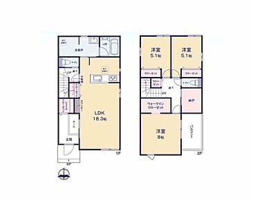 SICやWIC、リビングの収納付きの収納豊富な間取り♪リビング学習にも使えるカウンター付き♪収納やテレワークルームにも使える納戸♪洗面室は広めに確保♪お洗濯も快適♪ 