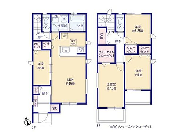 【4LDK】普段使いから客間など用途自在な1階居室！扉を開放してリビングと繋げることもできます♪
SIC、WIC、パントリーなど空間をスッキリ片付く収納が豊富♪
プライバシーが守られやすいダブルバルコニー♪