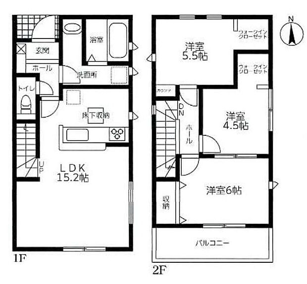 【3LDK】玄関から洗面室が近く、すぐに手が洗えて衛生的です♪
5.5帖の洋室にはWICとカウンターを設置！カウンターはワークスペースとしても◎