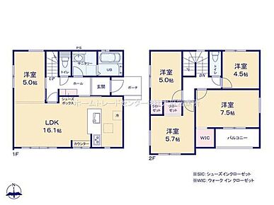 対面式キッチン仕様の約１６．１帖南側リビング♪
リビングに隣接した洋室はお子様のお昼寝場所にも◎♪
WICがあり、各所・各居室にクローゼットを配置し収納豊富♪
日当たり良好な南側バルコニー♪ 