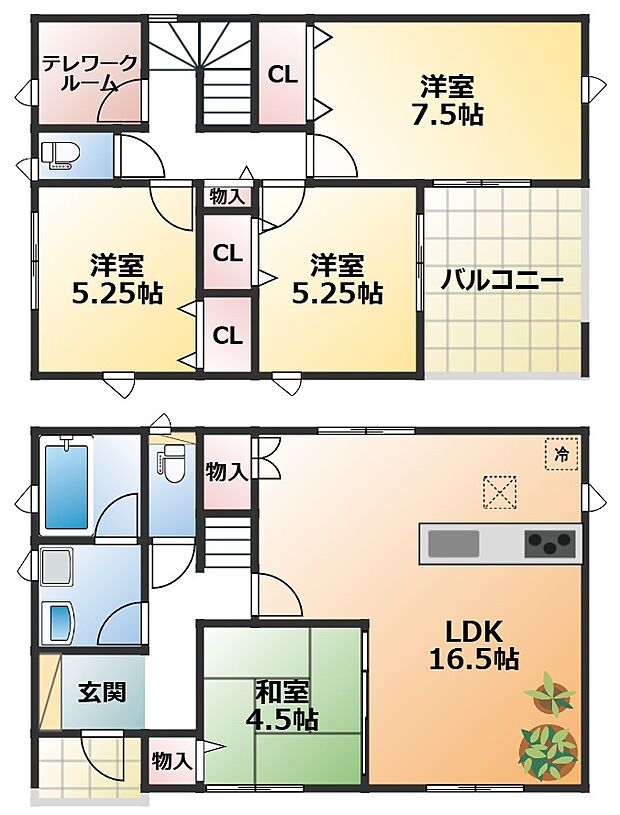 南向きで陽当たりの良い間取りです