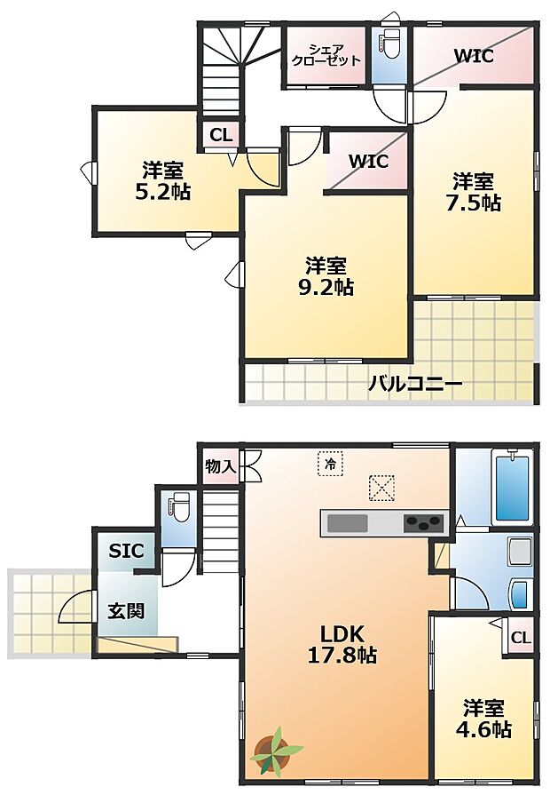 全室南向きで陽当たりの良い間取りです