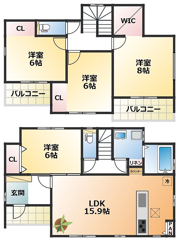 南向きで陽当たりの良い間取りです