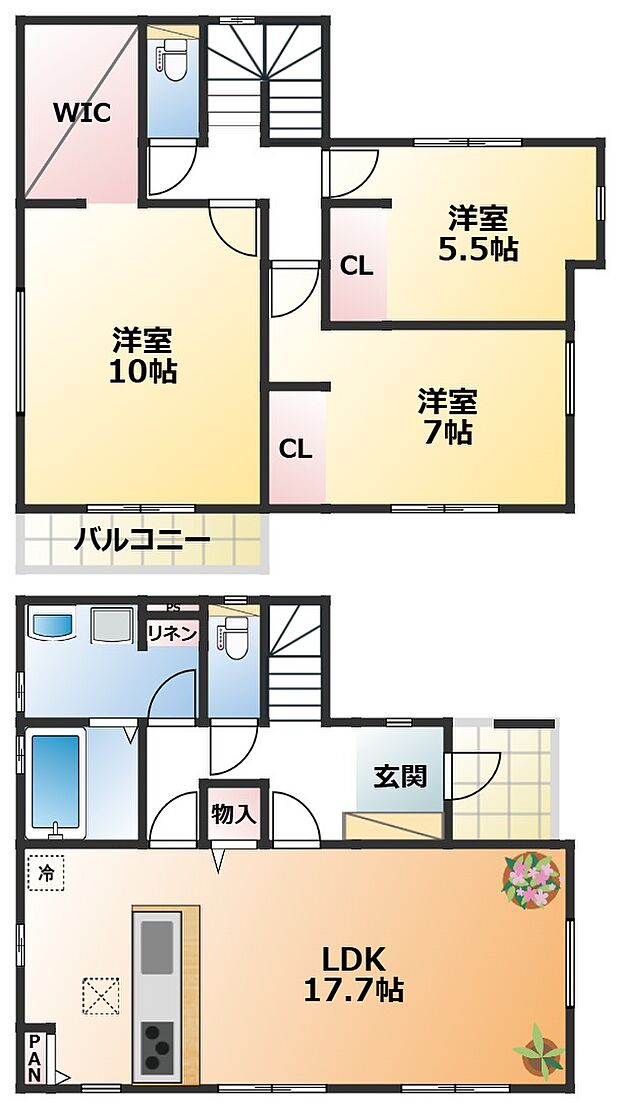 南向きで陽当たりの良い間取りです