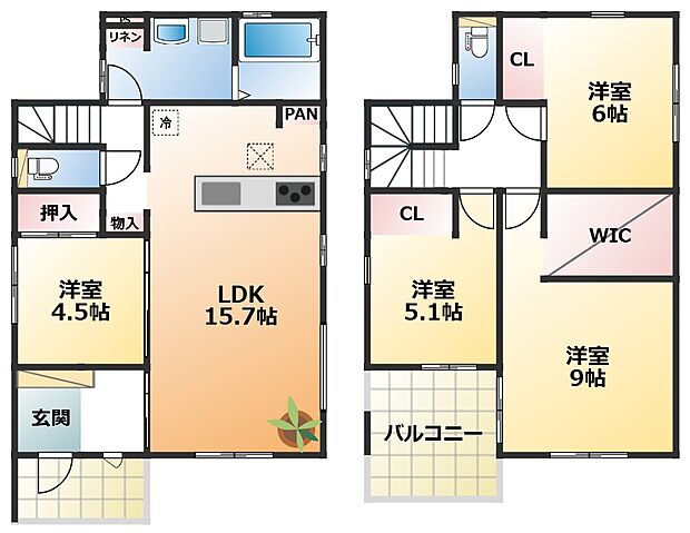 南向きで陽当たりの良い間取りです