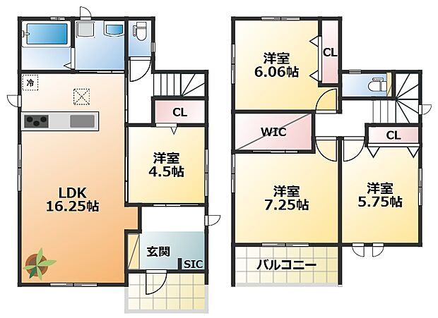 南向きで陽当たりの良い間取りです