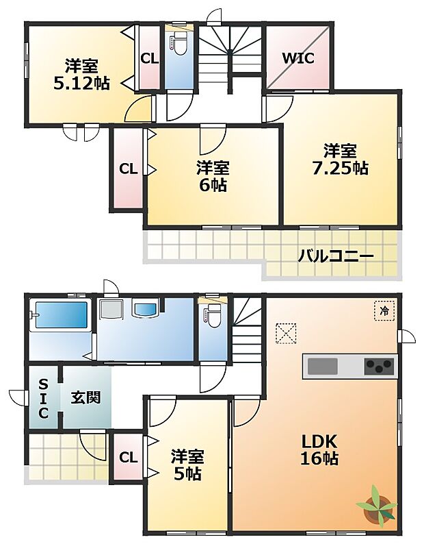 全室南向きで陽当たりの良い間取りです