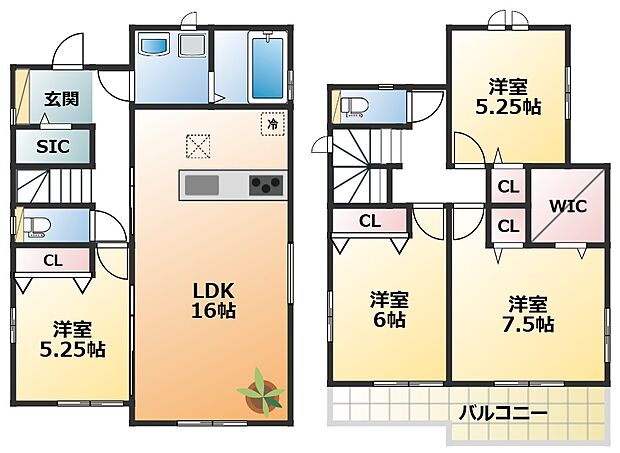 南向きで陽当たりの良い間取りです
