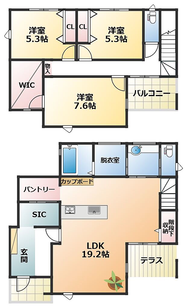 南向きで陽当たりの良い間取りです