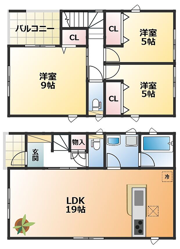 南向きで陽当たりの良い間取りです