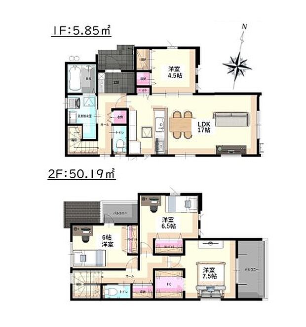 全居室収納付きで便利です。
