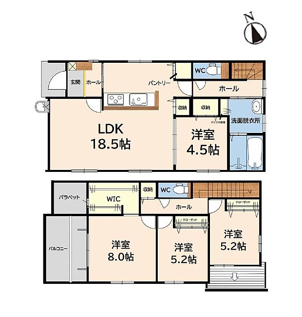 全居室収納付きで便利です。