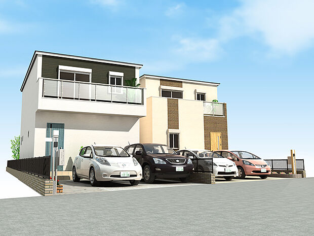 【外観イメージパース】自由設計で理想の住まいを実現可能◎近鉄大阪線「恩智」駅まで徒歩8分の立地で、通勤通学もスムーズ!(建物価格1770万円、建物面積100m2)
