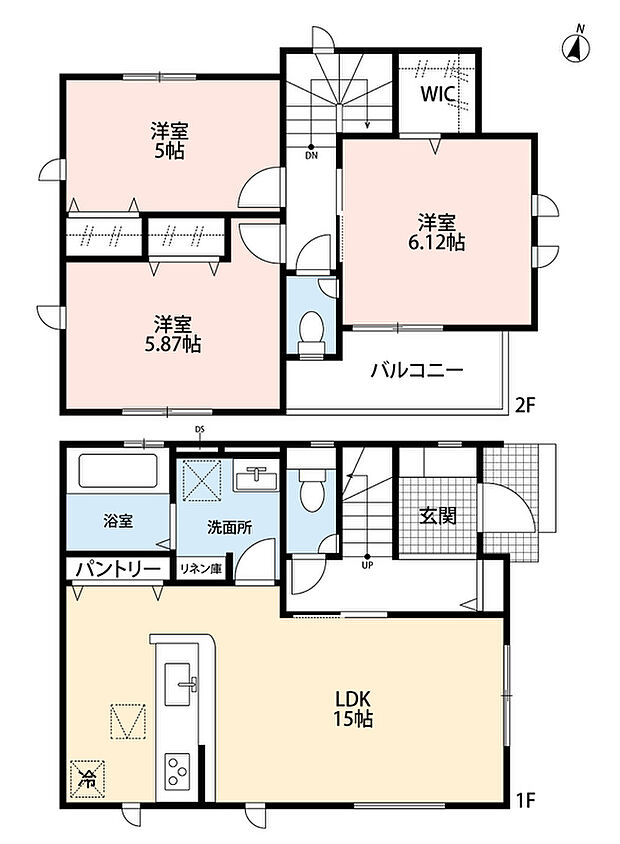 (1号棟)3LDK、土地面積100.1m2、建物面積79.9m2