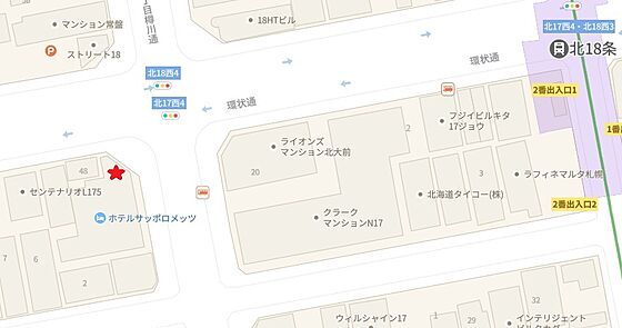 アパマンショップ北１８条店　株式会社　Ａｔｔｅｎｔｉｏｎ　Ｈｏｕｓｅの周辺地図