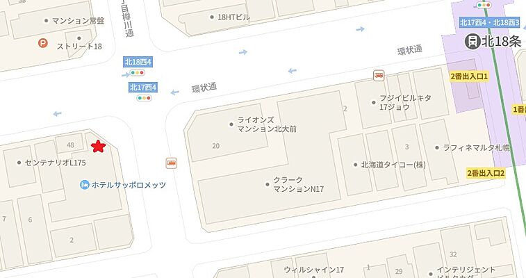 アパマンショップ北１８条店　株式会社　Ａｔｔｅｎｔｉｏｎ　Ｈｏｕｓｅの周辺地図