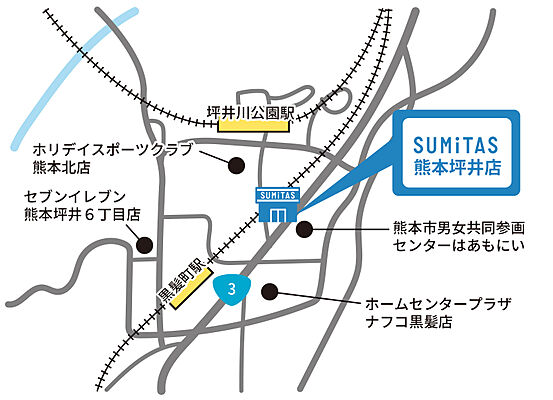株式会社スペースエージェンシー　SUMiTAS熊本坪井店の周辺地図
