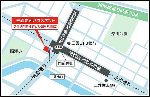 三菱地所ハウスネット株式会社 門前仲町営業所の周辺地図
