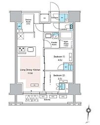 プレディアコート錦糸町スカイビュー 7階2SLDKの間取り