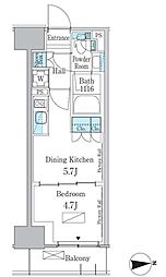 パークアクシス新宿百人町 3階1DKの間取り