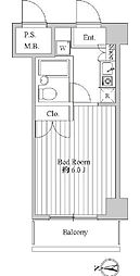 スペーシア池上 4階1Kの間取り