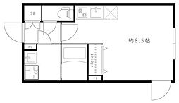 クールブラン戸越公園 1階ワンルームの間取り