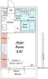 リブリ・SkyblueRISE 1Kの間取図画像