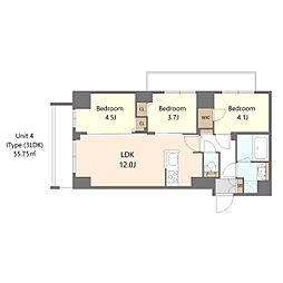 S-RESIDENCE高島平asolea 8階2LDKの間取り