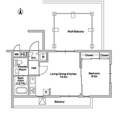 フェルトバーンハウス新江古田 4階1LDKの間取り