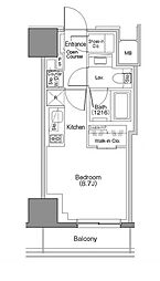 ザ・パークハビオSOHO大手町 7階ワンルームの間取り