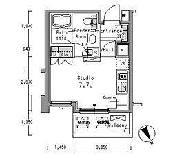 パークアクシス浅草橋 10階ワンルームの間取り