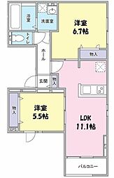Elegante Sereno 2階2LDKの間取り