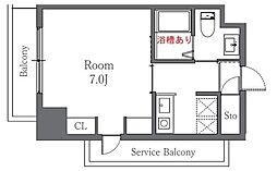 Totsu Residence Shiba 2階1Kの間取り