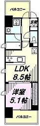 ビイルーム立川 3階1LDKの間取り