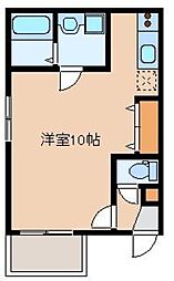 リテラ箱崎 3階ワンルームの間取り