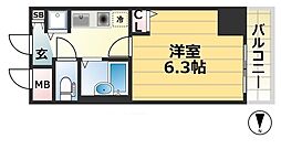 JR東海道・山陽本線 三ノ宮駅 徒歩4分の賃貸マンション 11階1Kの間取り