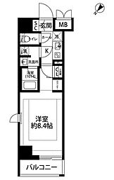 プレール・ドゥーク大塚 1Kの間取図画像