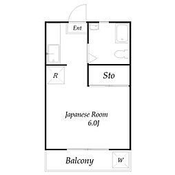 Kレジデンス 1階ワンルームの間取り