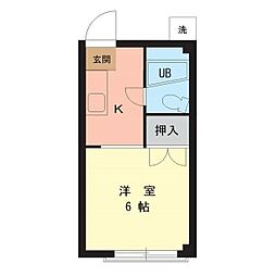 コーポヴェルデ 1階1Kの間取り