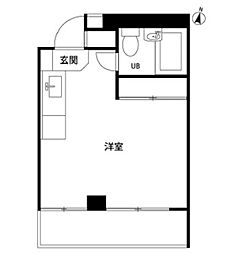 京急本線 北品川駅 徒歩10分の賃貸マンション 1階ワンルームの間取り