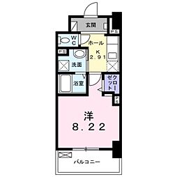 メルベージュ岸 1Kの間取図画像
