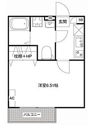 MQuarto柏III 2階1Kの間取り