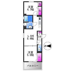 クリエオーレ南新町 2LDKの間取図画像