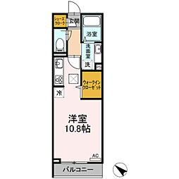 カーサグラナーテ 1階ワンルームの間取り