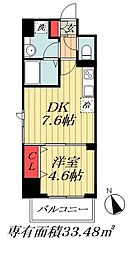 プライムコート千成 1DKの間取図画像
