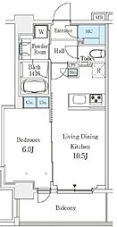 グラシア大森 10階1LDKの間取り