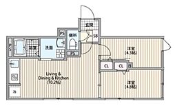 HJクラウンI 3階2LDKの間取り